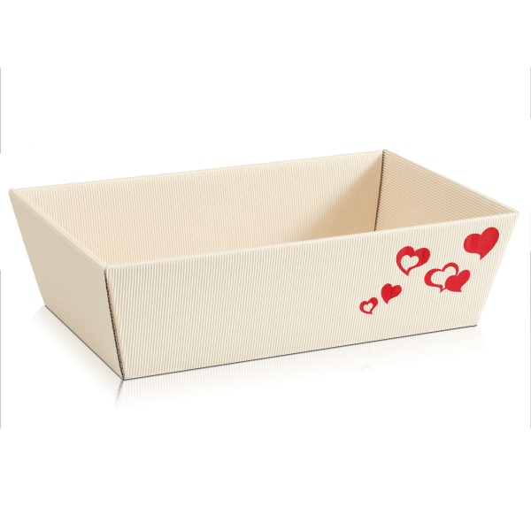 Präsentkorb "Herz" Creme / Rot