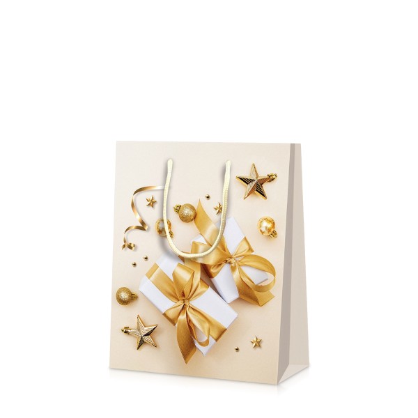 Geschenktasche in weihnachtlichem Glanz "Goldene Bescherung".