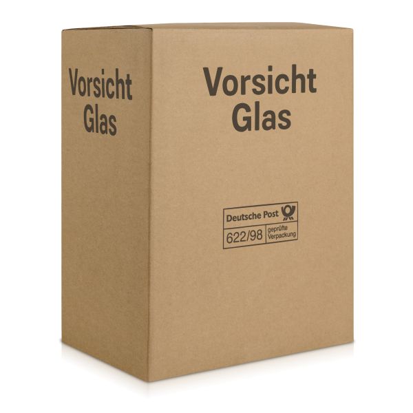 Karton für den Versand von 6 Flaschen in geschlossenem Zustand.