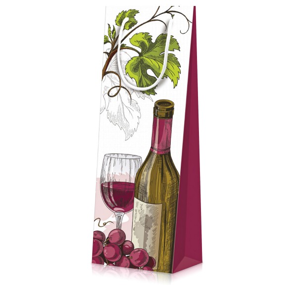 Wein-Tragetüte passend für Rotweine mit ansprechendem Motiv in Bordeaux.