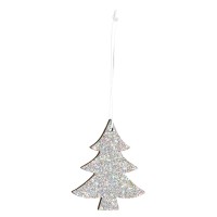 Deko-Anhänger Tannenbaum Glitter Silber Deko-Anhänger Tannenbaum Glitter Silber