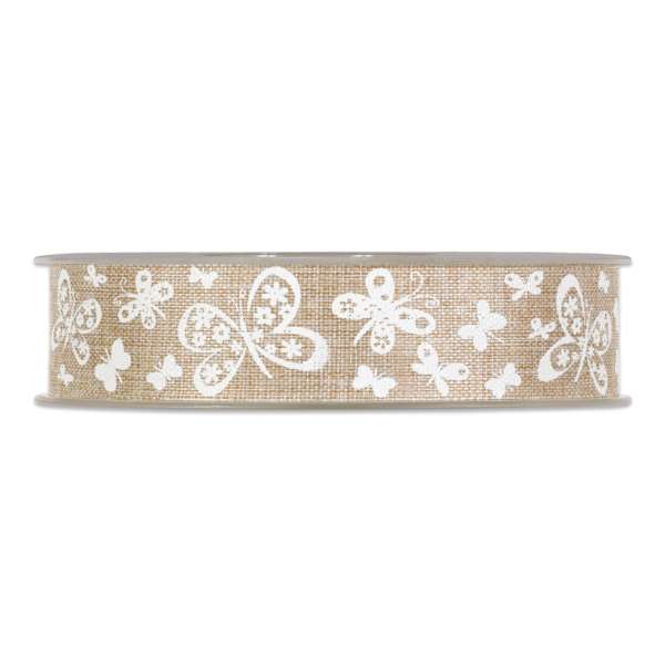 Geschenkband für den Frühling in Natur mit Schmetterlingen.