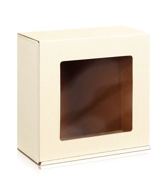 Geschenkbox offene Welle "Creme" mit Sichtfenster