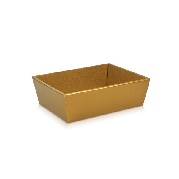 4-eckiger Präsentkorb Fibra-Gold klein.