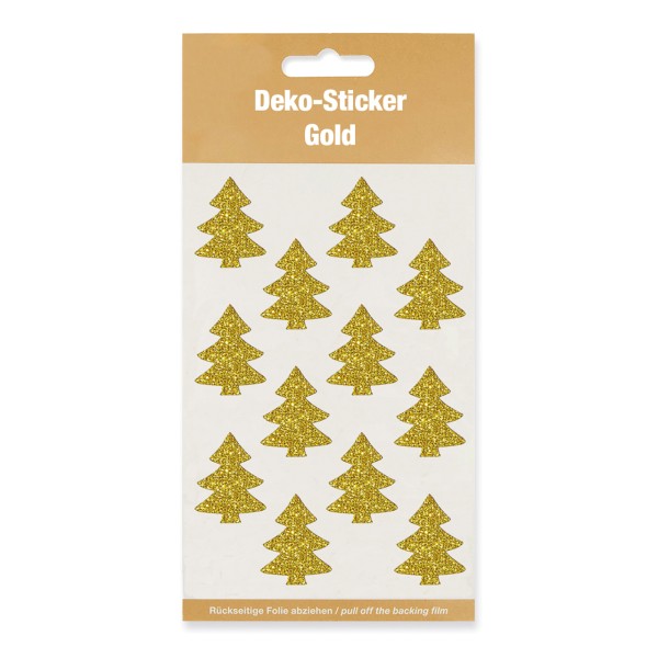 Weihnachtssticker Tannenbaum in Gold.