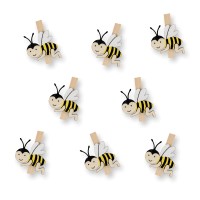 Süße Dekoklammern in Bienenform, aus Holz. Süße Dekoklammern in Bienenform, aus Holz.
