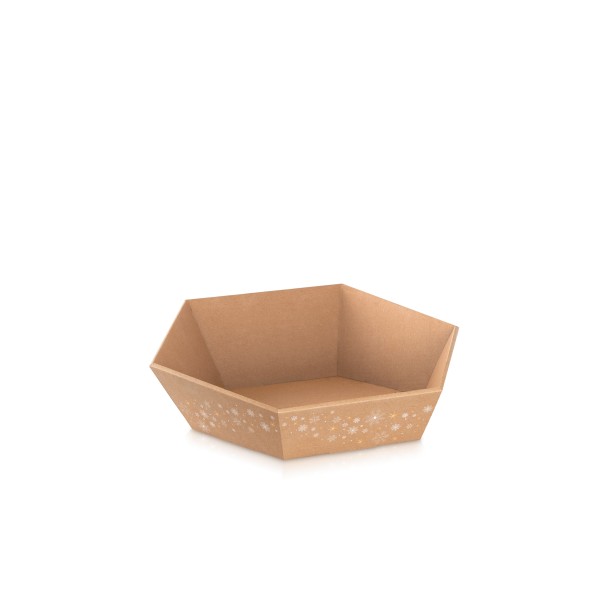 Geschenkkorb für Weihnachten mit Schneeflocken als Motiv, Größe mini. 