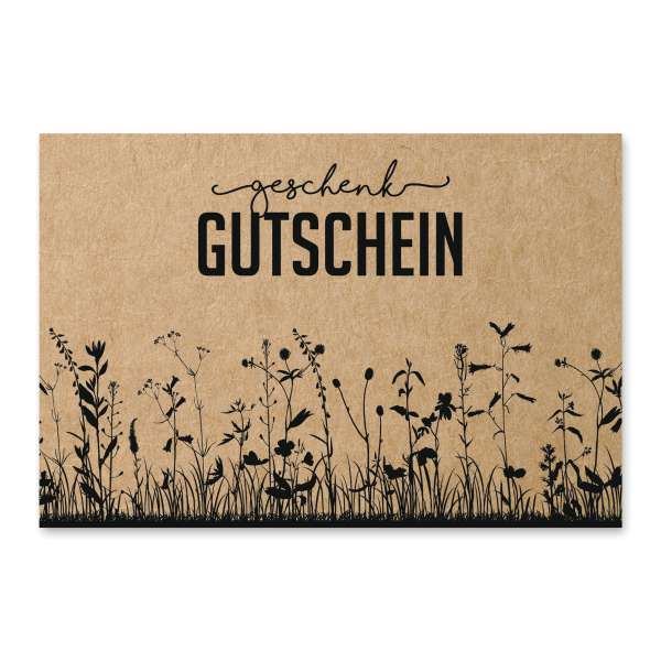 Gutscheinkarte für Einzelhandel mit Blumenwiese.