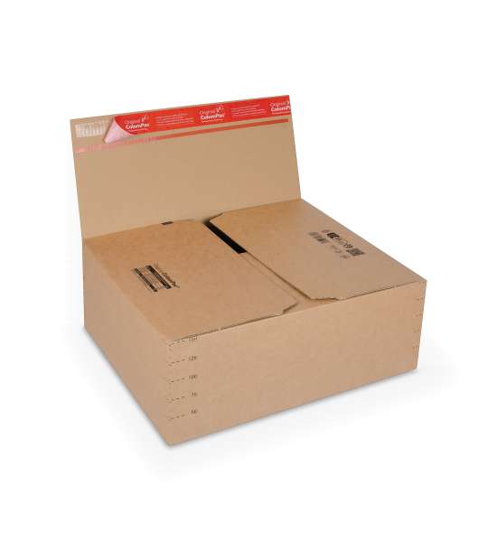 Karton für Versand von DIN-A4 bemaßten Waren geeignet mit Selbstklebeverschluss.