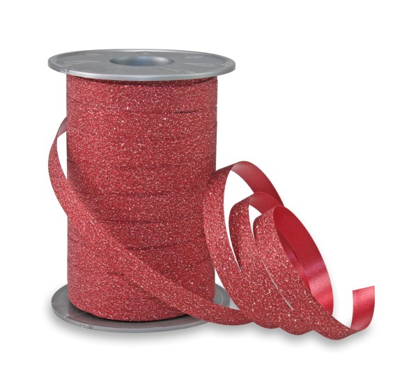 Geschenkband Glitter in Rot zum Ringeln