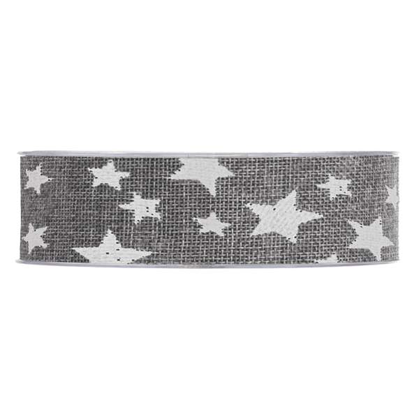 Geschenkband "Leinen Sterne" Grau