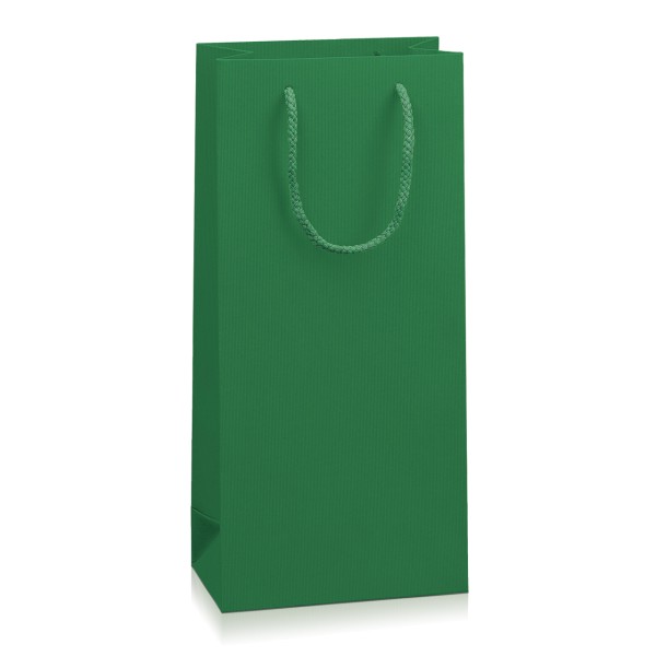 Papiertragetasche für Weinflaschen in Grün.