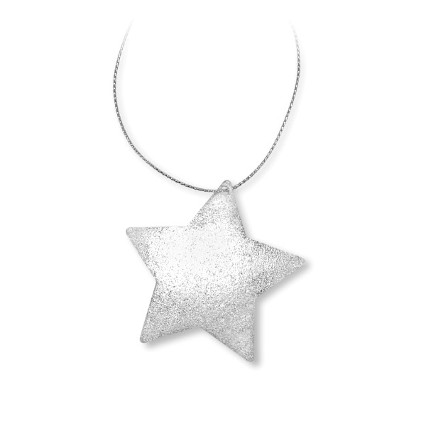 Dekorativer Weihnachtsanhänger in Form eines Sterns in Silber.