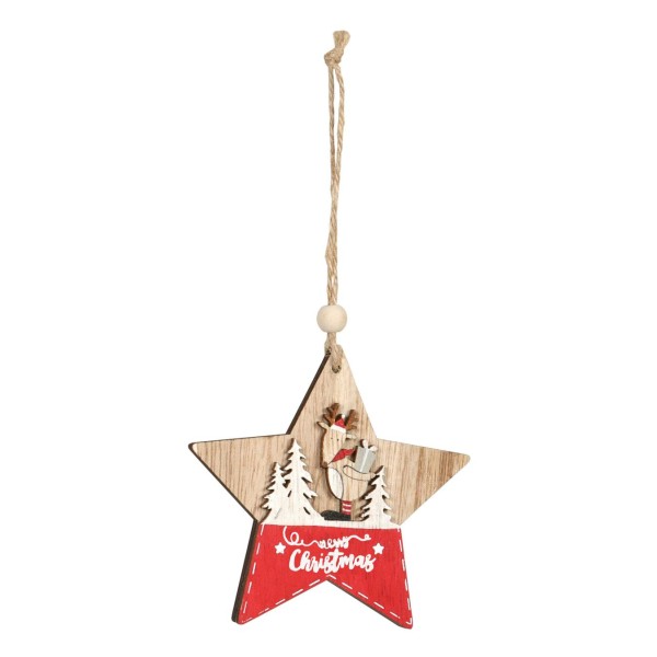 Anhänger für Geschenke zu Weihnachten Stern mit Elch im Wald