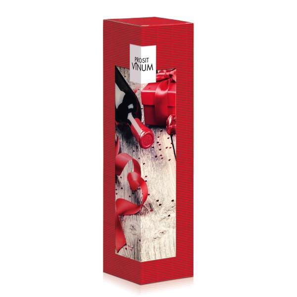 Rote Geschenkverpackung für Wein.