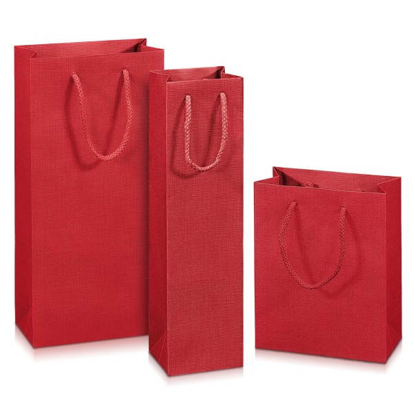 Hochwertige Papier-Tragetasche 22x10x28cm in Rot - 1 Stück Hochwertige Papier-Tragetasche 22x10x28cm in Rot - 1 Stück