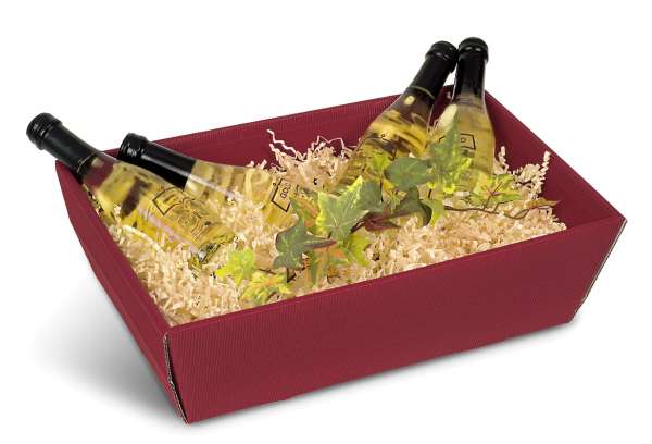 Geschenkkorb in offener Welle Bordeaux