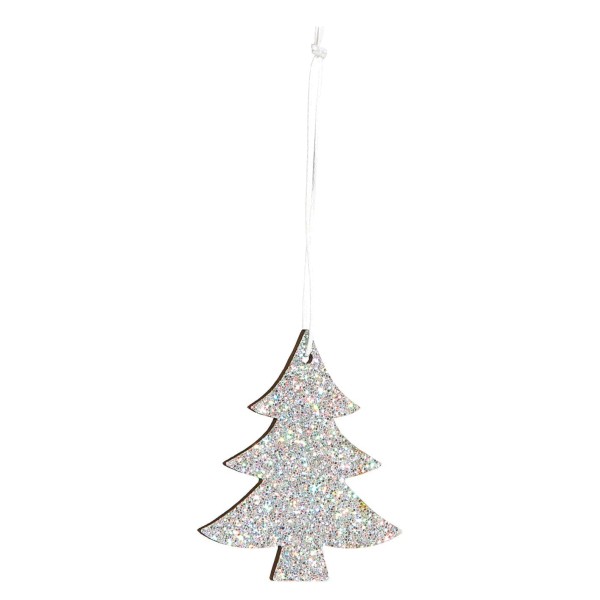 Deko-Anhänger Tannenbaum Glitter Silber