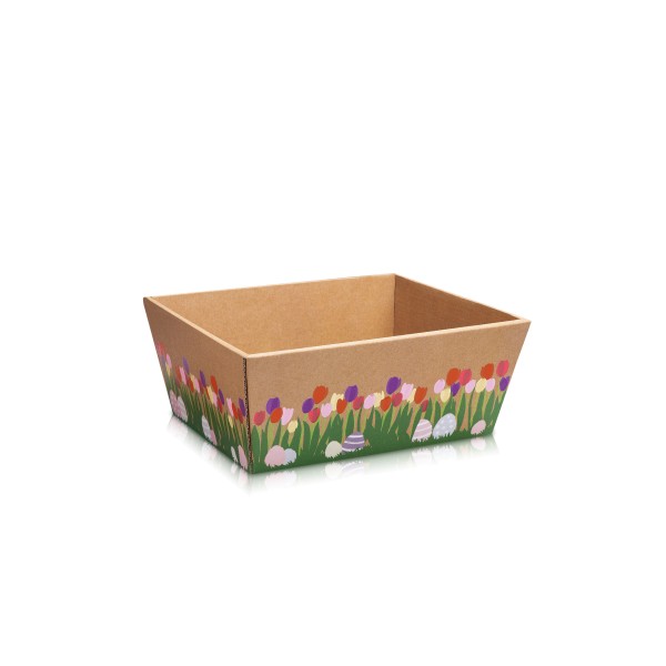 Kleiner Präsentkorb für Frühling und Ostern geeignet mit Motivdruck.