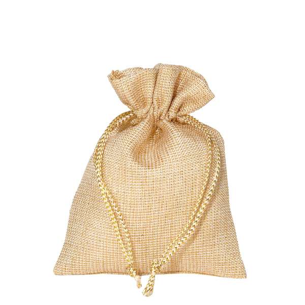 Geschenksäcken in Gold, 17 x 24 cm.