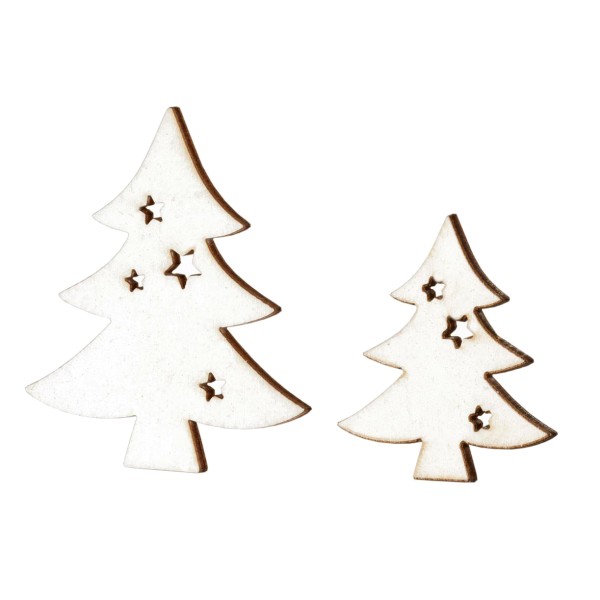 Deko-Weihnachtsbäume in Weiß, aus Holz