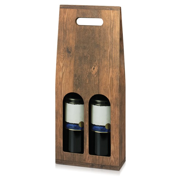 Tragekarton Vintage/Holz für Wein