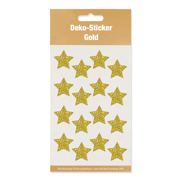 Weihnachtsaufkleber Sterne in Gold.