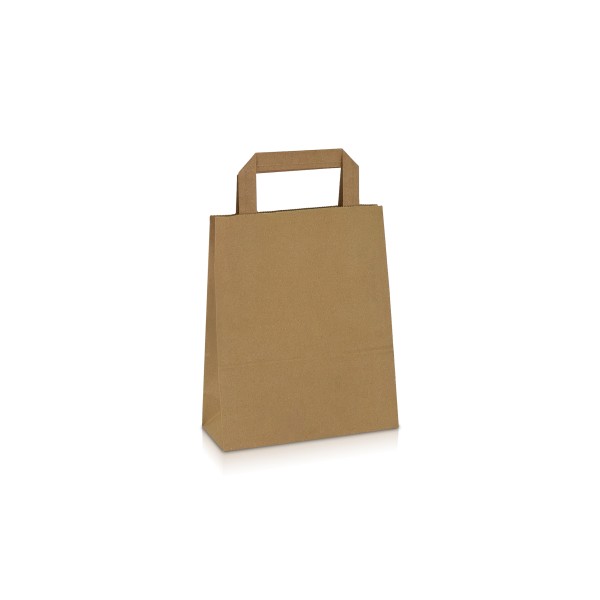 Kleine Papiertüte aus Kraftpapier mit Henkel. 