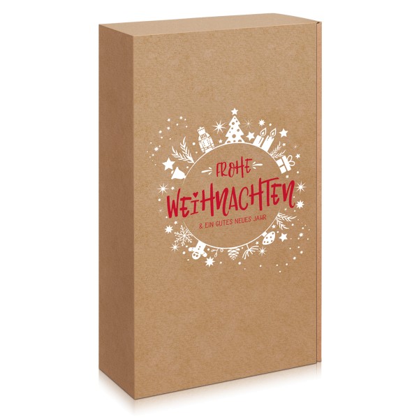 Präsentverpackung für Weihnachten in Natur mit modernem Weihnachtsmotiv.