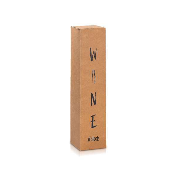 Faltschachtel für Weinflasche mit Aufdruck "Wine o'clock".