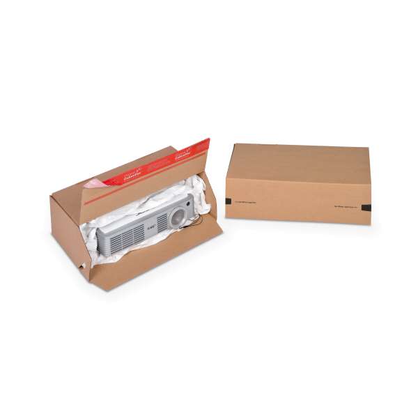 Mittelgroßer EU-Palettenkarton mit Eingriffschutz im Deckel. 