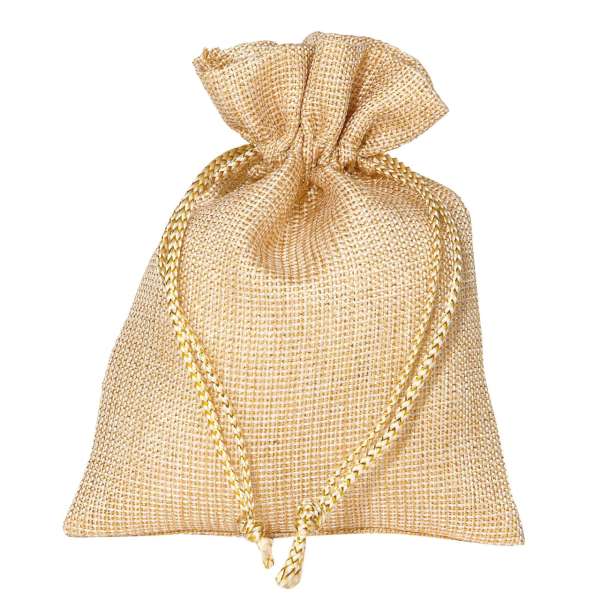 Geschenksäcken in Gold, 20 x 30 cm.