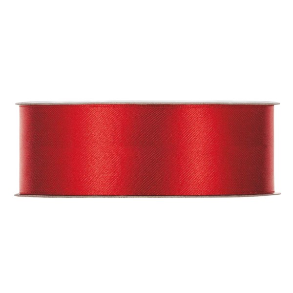 Rotes Geschenkband aus Satin in 25 mm Breite.