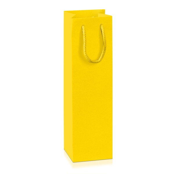 Papiertragetasche in Gelb für eine Flasche.
