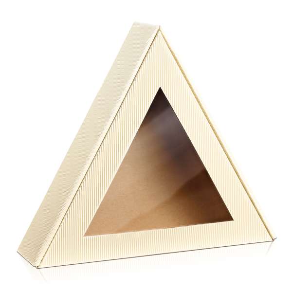 Geschenkbox "Dreieck" offene Welle Creme