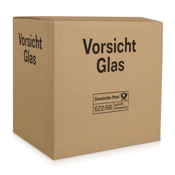 Flaschenversandkarton für 12 Flaschen mit PTZ-Zulassung in geschlossenem Zustand. 