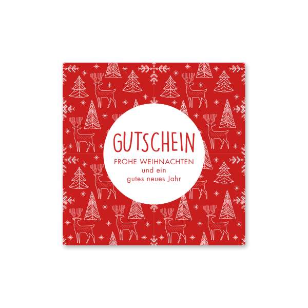 Geschenkgutschein für den Einzelhandel mit weihnachtlichem Motiv.