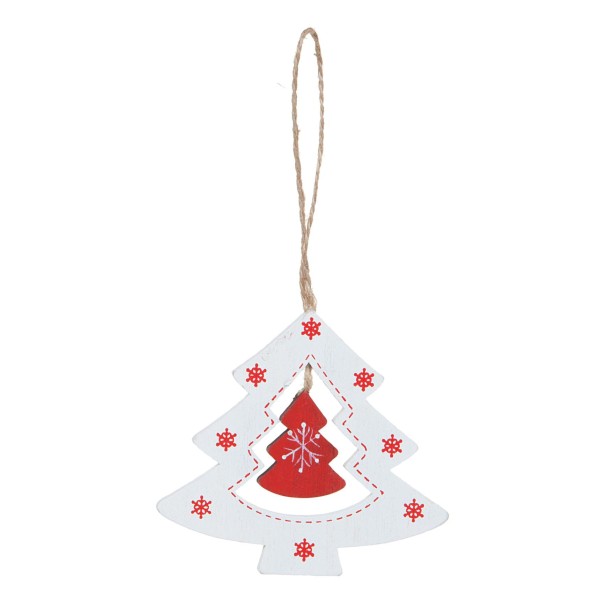 Geschenkanhänger für Weihnachten Weihnachtsbaum Weiß-Rot