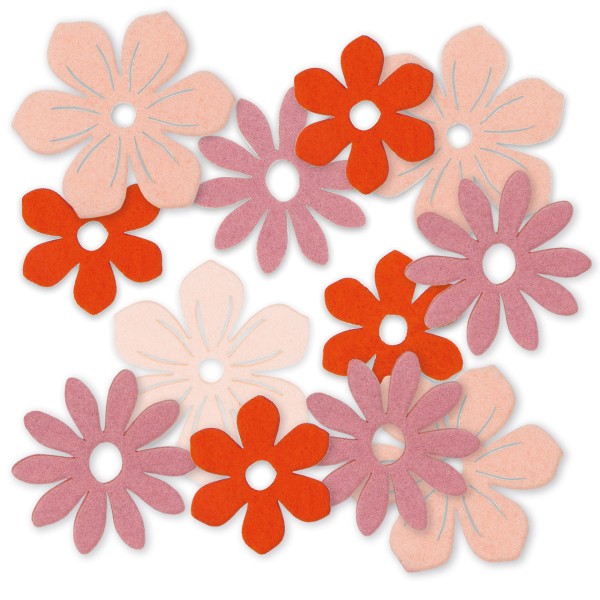 Blüten aus Filz als Deko für Frühjahr und Sommer.