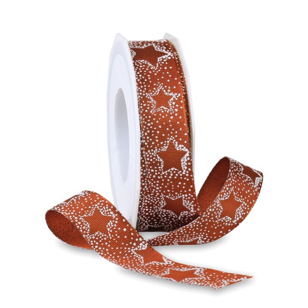 Geschenkband für Weihnachten, in Zimt und mit Sternen.